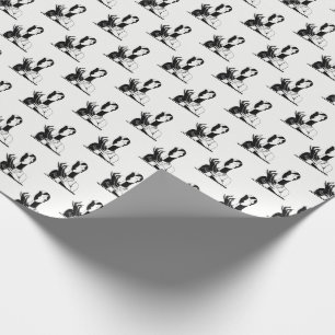 Papel De Presente Dama Art Déco Vintage com Pérolas Preto Transp