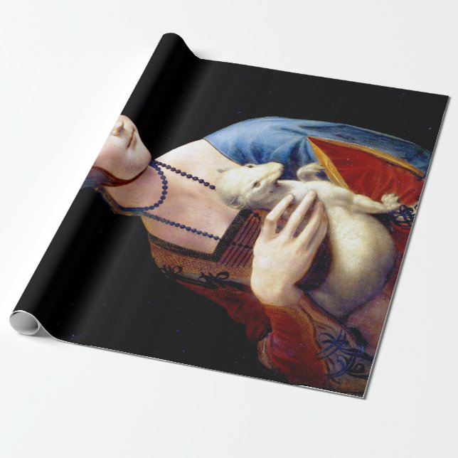 Papel De Presente Dama com Arminho de Leonardo da Vinci (Desenrolado)