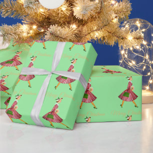 Papel De Presente Dama de Natal Vintage de 1950