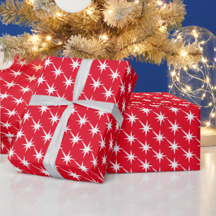 Papel De Presente Dama moderna do padrão vermelho e branco Starburs