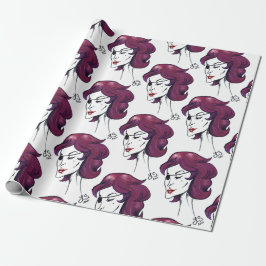 Papel De Presente Dama Pirata Violeta Mulher Cabelo Roxo Desenho Art