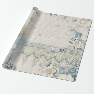 Papel De Presente Dama Vitoriana Vintage Shabby Chic com Flores