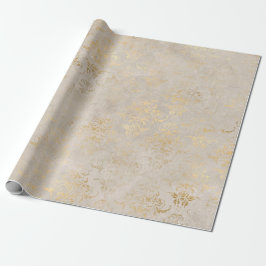 Papel De Presente Damasceno Marfim Grunge Vintage
