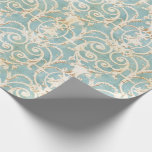 Papel De Presente Damasco azul e bege elegante<br><div class="desc">Este papel de envolvimento elegante tem um teste padrão do damasco azul e bege.  Aperfeiçoe para casamentos ou outras ocasiões especiais.</div>