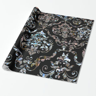 Papel De Presente Damasco barroco de Shalliveye III lustroso