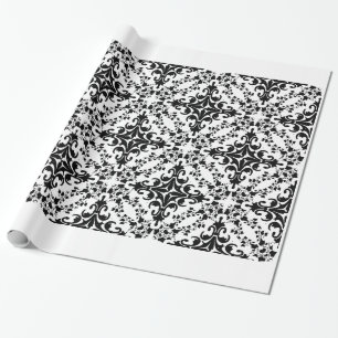 Papel De Presente Damasco branco preto #2 do vintage