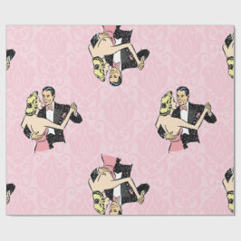 Papel De Presente damasco cor-de-rosa da sala de baile do casal danç
