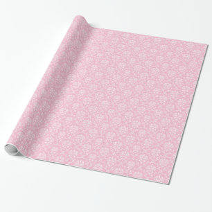 Papel De Presente Damasco cor-de-rosa e branco