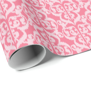 Papel De Presente Damasco do Moorish de Ikat - máscaras do rosa