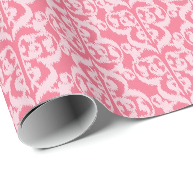 Papel De Presente Damasco do Moorish de Ikat - máscaras do rosa (Ponta do rolo)