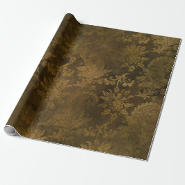 Papel De Presente Damasco Dourado Bronze Antigo