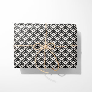 Papel De Presente Damasco preto clássico