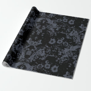 Papel De Presente Damasco preto floral