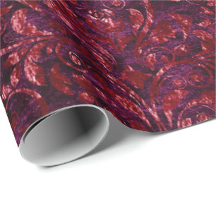 Papel De Presente Damasco real veludo esmagado Burgund marrom roxo
