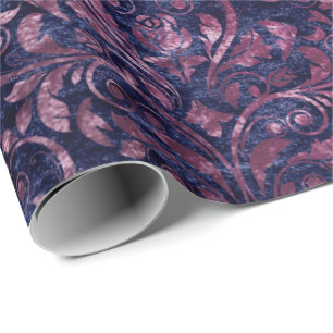 Papel De Presente Damasco real veludo esmagado Plumstead roxo Ameth