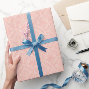 Papel De Presente Damasco Rosa Elegante Floral Casamento Aniversário