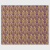 Damascos Florais Roxos Elegantes Fundo Amarelo
