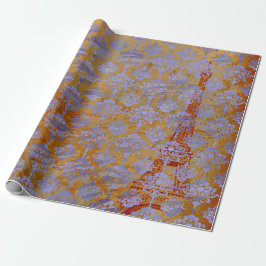 Papel De Presente Damask Blue Cobalt Old Paris Rosa Royal