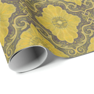 Papel De Presente Damask Flowers Vintage Bohemian Patterno Antigo Do