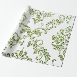 Papel De Presente Damask Mint Green - Brilho Metálico Real