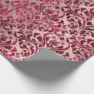 Papel De Presente Damask Royal Burgundy Red Maroon Rosa Rosa Rosa
