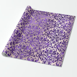 Papel De Presente Damask Royal Purple Ameyst Violet Blush Skinny