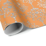Papel De Presente Damask Silver Real Coral Metálico Laranja Delicat<br><div class="desc">O Livro Glam e Chic Wrapping Paper para muitas ocasiões como aniversário,  aniversário,  casamento,  festa de noiva,  novo emprego,  nova casa,  festa corporativa,  festa de aposentadoria,  novo bebê..</div>