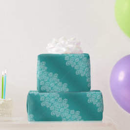 Papel De Presente Damask Turquoise Wraping Paper