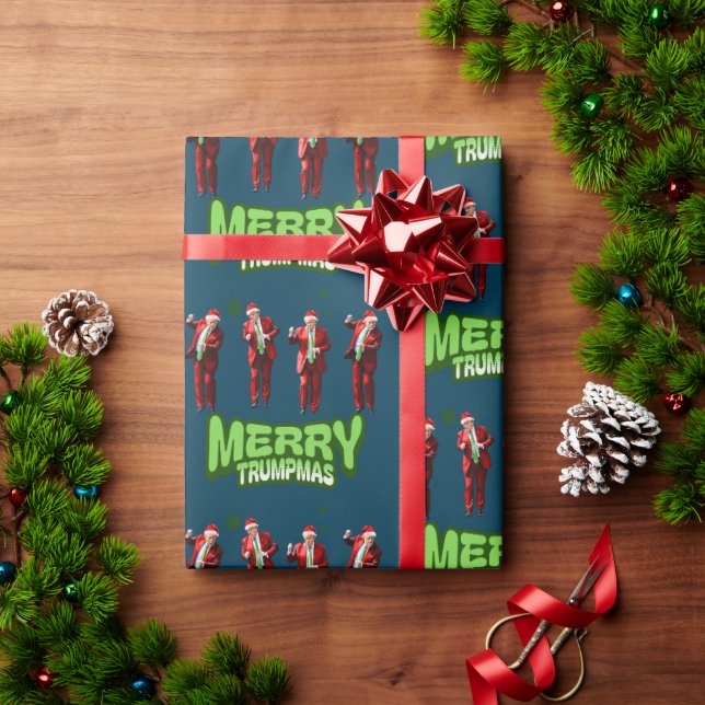 Papel De Presente Dançando Donald Trump MAGA Natal (Presente de Natal)