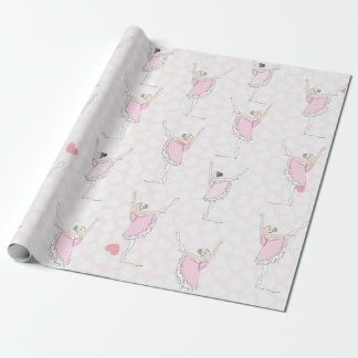 Papel De Presente Dançarina de Coração Rosa-Rosa-Ballerina