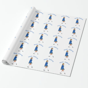 Papel De Presente Dançarina Irlandesa Loira de Azul