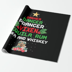 Papel De Presente Dançarino da Árvore Prancer Vixen Tequila Whiske