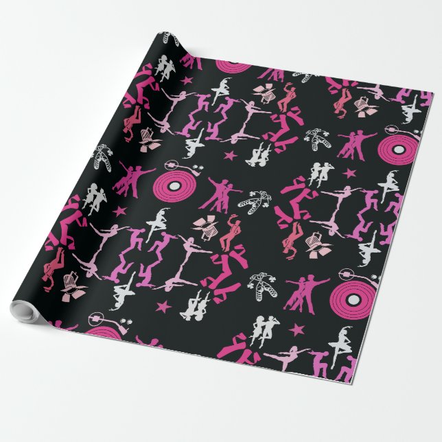 Papel De Presente Dançarino Rosa Decor Doméstico Padrão (Desenrolado)