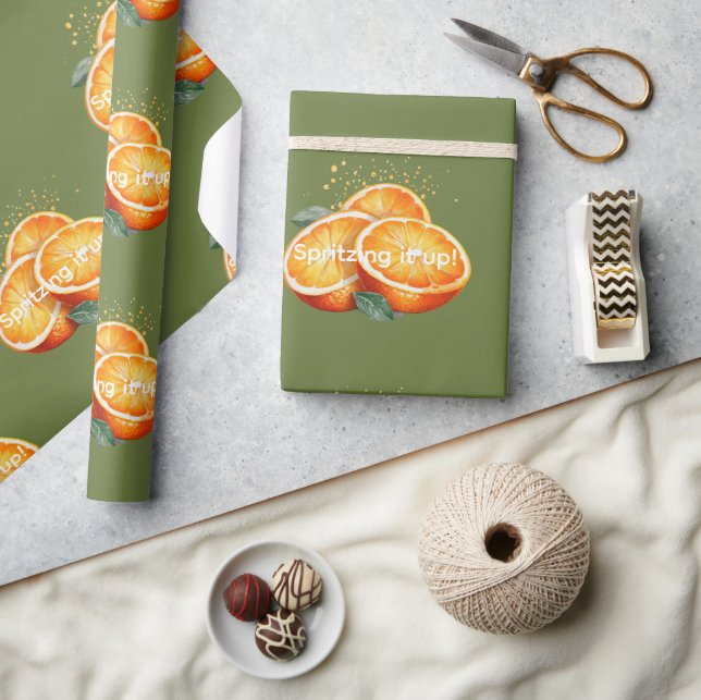Papel De Presente Dando um toque de Spritz! Laranja Chuva  (Artesanato)