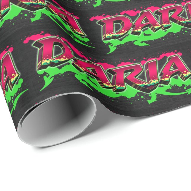 Papel De Presente Daria Vorname Name Graffiti red green (Ponta do rolo)