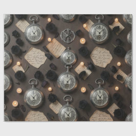 Papel De Presente Dark Academia Pocket Watch Wrapping Paper