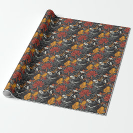 Papel De Presente Dark Botanical Garden Floral Wrapping Paper