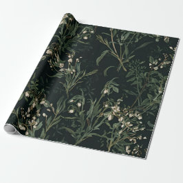 Papel De Presente Dark Botanical Wrapping Paper