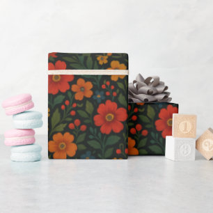 Papel De Presente Dark Cottagecore Rustic Wildflower Boho Summer