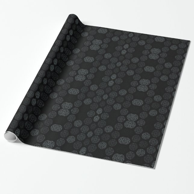 Papel De Presente Dark Floral Damask (Desenrolado)