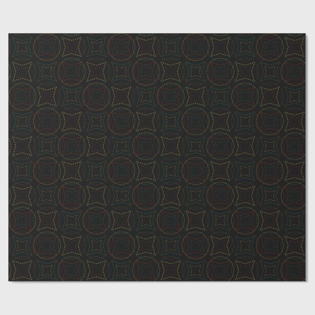Papel De Presente Dark Geometric Dotted  with Glowing Shapes (Aberto)