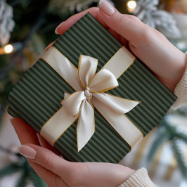 Papel De Presente Dark Green & Sage Striped