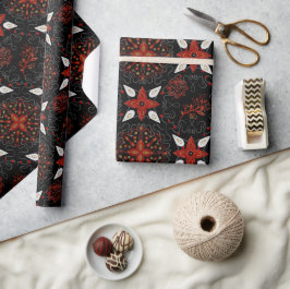 Papel De Presente Dark Moody Botanical Mandala Natal