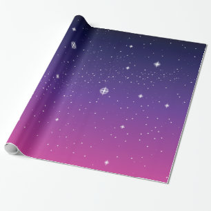 Papel De Presente Dark Purple Starry Night Sky