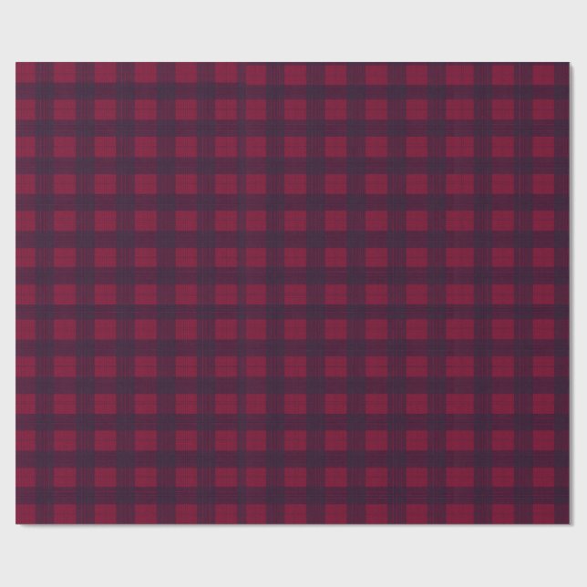 Papel De Presente Dark Red and Navy Blue Tartan Wrapping Paper (Aberto)