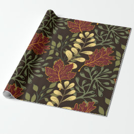 Papel De Presente Dark red maple leaves floral pattern