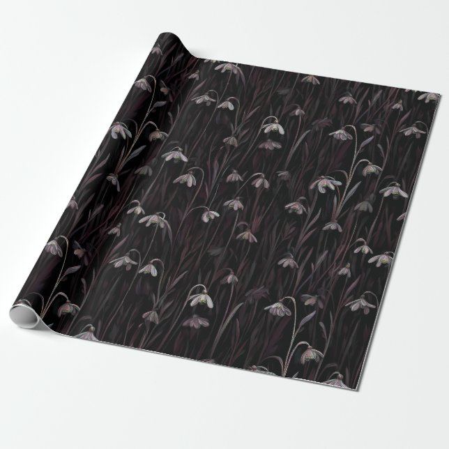 Papel De Presente  Dark Snowdrop Wrapping Paper (Desenrolado)