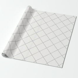 Papel De Presente Dashed Diamond Grid Geometric Soft White
