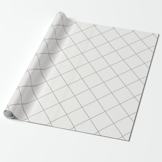 Papel De Presente Dashed Diamond Grid Geometric Soft White (Desenrolado)