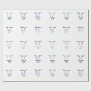 Papel De Presente Data do nome do chá de fraldas rosa ou azul